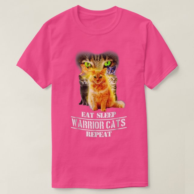 Camiseta Gatos guerreros que duermen repiten curiosos tíos  (Diseño del anverso)