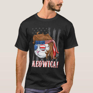 Camiseta Gatos Hombres Cuarto De Julio Meowica , Bandera Am