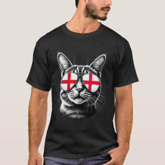 Camiseta Gatos Ingleses Gafas de Sol Bandera de San Jorge R
