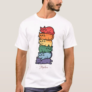 Camiseta Gatos iris apilados - Celebración del Orgullo LGBT