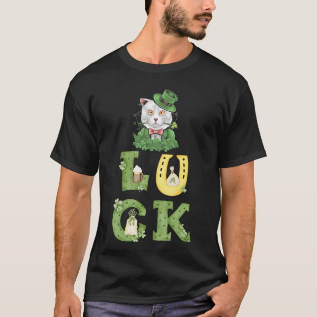 Camiseta Gatos irlandeses afortunados, gato feliz Día de Sa (Anverso)