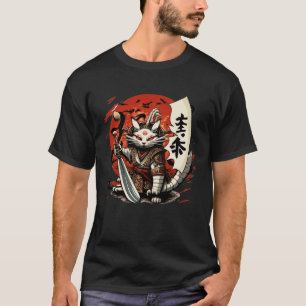 Camiseta Gatos Japón Samurái Guerrero Katana Espada Samurái
