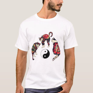 CAMISETA GATOS JAPONESES, DRAGON RED DEVIL TATTOOS, YIN YAN