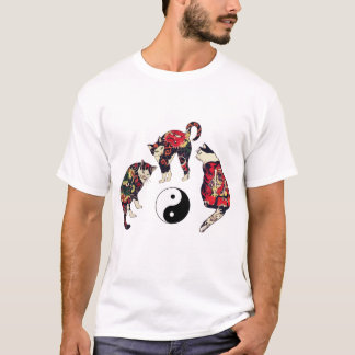 CAMISETA GATOS JAPONESES, DRAGON RED DEVIL TATTOOS, YIN YAN
