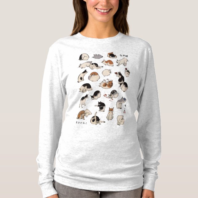 Camiseta Gatos japoneses, Hiroshige, Ukiyo-e (Anverso)