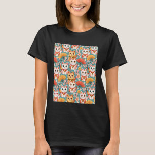 Camiseta Gatos japoneses lindos y flores de cerezo