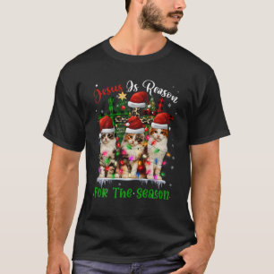 Camiseta Gatos Jesús Es La Razón Para Los Navidades De Temp