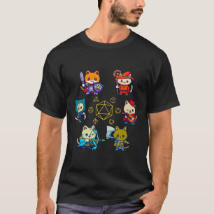 Camiseta Gatos Jugadores De Rpg D20 De Dados Gato Friki Gee