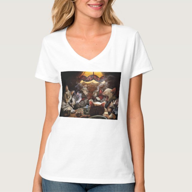 Camiseta Gatos jugando al póquer (Anverso)