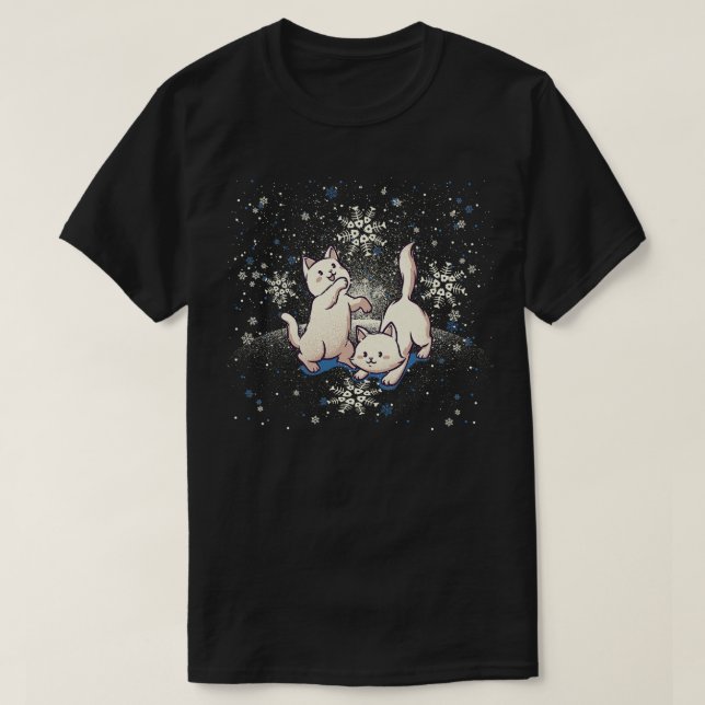 Camiseta Gatos jugando con copos de nieve de Tobe Fonseca (Diseño del anverso)