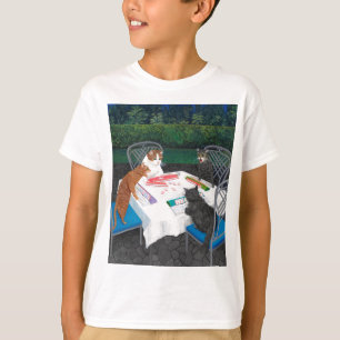Camiseta Gatos jugando Mahjong