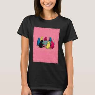 Camiseta Gatos Jugando Poker de Pop Art Apostando Rosa