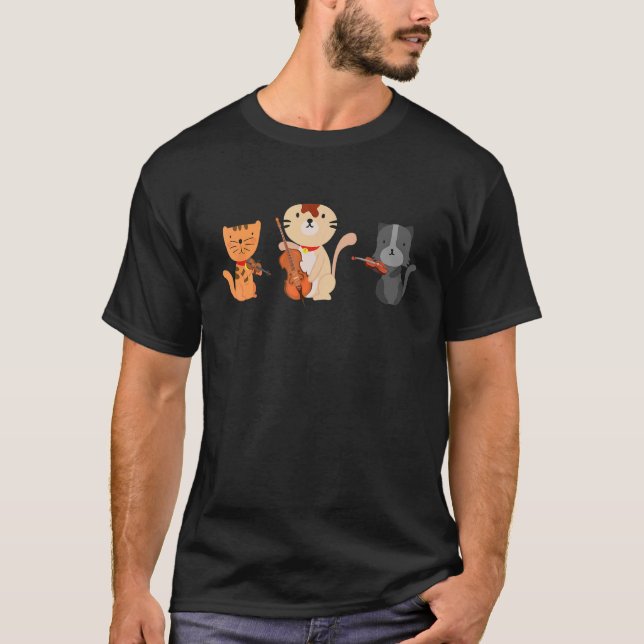 Camiseta Gatos Jugando Violinista De Gato De Violín Cello P (Anverso)