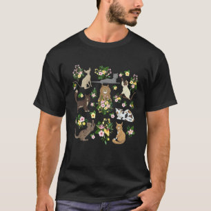 Camiseta Gatos juguetones flores felino lindo