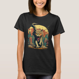 Camiseta Gatos Kaiju Ataque Monstruo en la Ciudad de Tokio