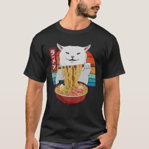 Camiseta Gatos Kawaii Comen fideos de Ramen Vintage japonés