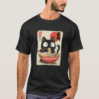 Camiseta Gatos Kawaii Comiendo Fideos Ramen Chicas Anime Ch