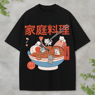 Camiseta Gatos Kawaii Japoneses Fideos Amantes de la Comida