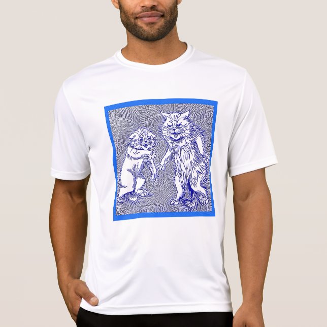 Camiseta Gatos Kitty en azul por Louis Wain (Anverso)