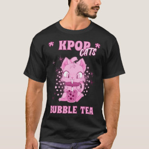 Camiseta Gatos Kpop Y Té De Burbuja Corazón Coreano Amor K