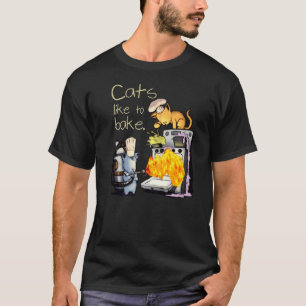 Camiseta Gatos Les Gusta Hornear Gato Panadero Chef Gat