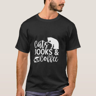 Camiseta Gatos Libros Café Amantes de la Cafetería Cat Lady