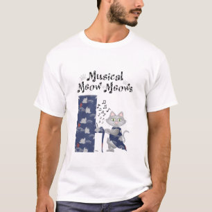 Camiseta Gatos Lindos Aman la Música Musical Piano