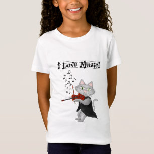 Camiseta Gatos Lindos Aman la Música Musical Violí