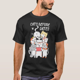 Camiseta Gatos Lindos Antes de Citas Gatitos Divertidos Par