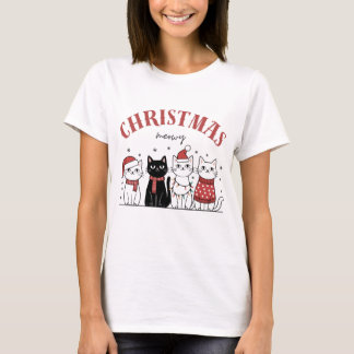 Camiseta gatos lindos divertidos maullones Navidad