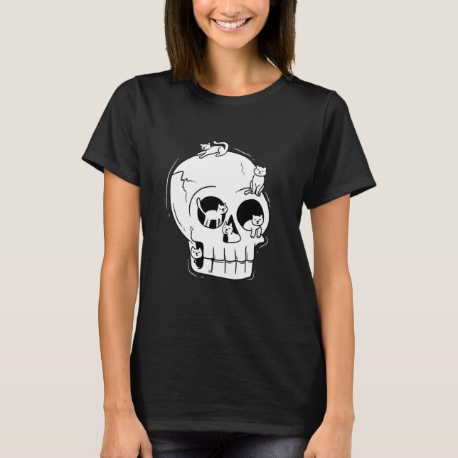 Camiseta Gatos Lindos en Calavera (Anverso)