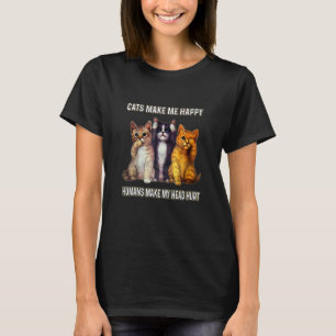Camiseta Gatos Lindos Me Hacen Feliz Humanos Me Hacen Doler