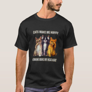 Camiseta Gatos Lindos Me Hacen Feliz Humanos Me Hacen Doler