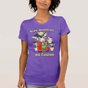 Camiseta Gatos Lindos Retro - Crece la Democracia No el Fas
