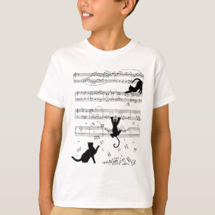 Camiseta Gatos Lindos Tocando Con Profesor de Partitura Mús