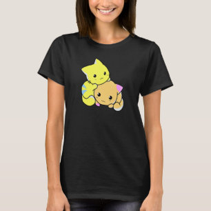Camiseta Gatos Lindos y Coloridos Jugando