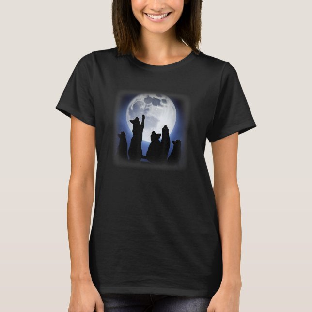 Camiseta Gatos llorando mirando hacia la luna por gato (Anverso)
