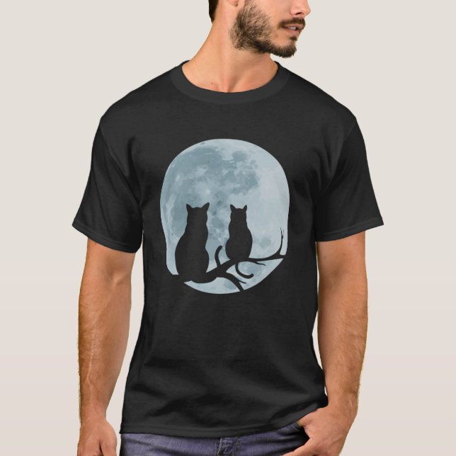 Camiseta Gatos Luna Llena Chica Gatito Gatito Amor (Anverso)