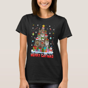 Camiseta Gatos Maine Coon Divertidos Amantes Fiesta Navideñ