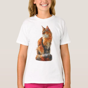 Camiseta Gatos Maine Coon Pelirrojos de Pelo Largo Niños