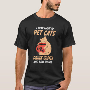 Camiseta Gatos Mascotas Bebedor De Café Amante De Los Gatos