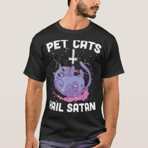 Camiseta Gatos mascotas Hail Satan Occult Satanic Cat Demon