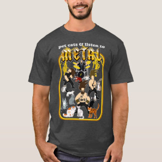 Camiseta Gatos mascotas y escuchar a los Metalizado