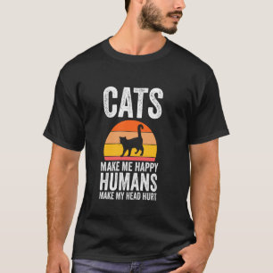 Camiseta gatos me hacen feliz los humanos me duelen la cabe