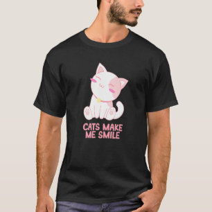 Camiseta Gatos Me Hacen Sonreír Frase Motivacional Gato Mam