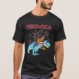 Camiseta Gatos Meowica en Trex Hotdog Bandera de EE. UU. 4