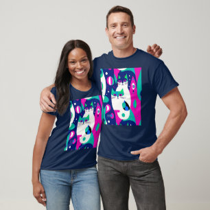 Camiseta Gatos modernos de mediados de siglo con un fondo a
