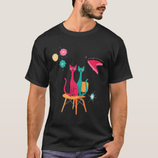 Camiseta Gatos Modernos de Medianos del Siglo Decoración de