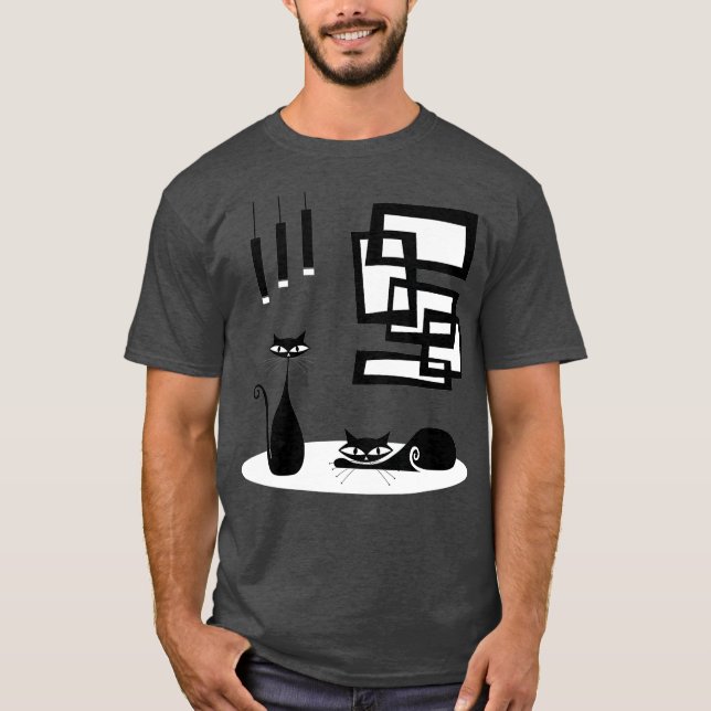 Camiseta Gatos modernos y arte atómico de mediados del sigl (Anverso)