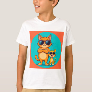Camiseta Gatos Naranjas Geniales con Gafas de Sol Mostrando